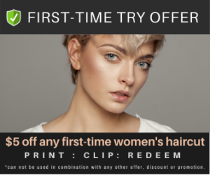 money saving offer towards a new women's haircut