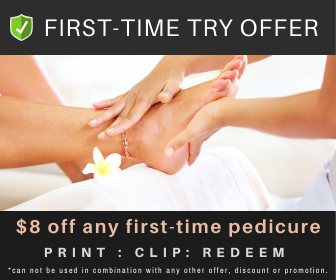 money saving offer towards any new pedicure service