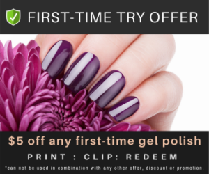 money saving offer towards a new gel polish service