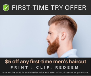 money saving offer towards a new men's haircut