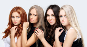 young girls displaying different hair color